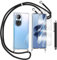 Funda con Cuerda para OPPO Reno 10 / Reno 10 Pro 5G y Cristal Templado Protector de Pantalla,Transparente Suave Silicona Carcasa, Ajustable Cordon Collar Colgante Antigolpes Case, Negra