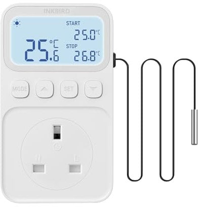 INKBIRD Thermostat Outlet Socket, Digital Temperature Controller for Heating and Cooling, C216T Timer Thermostat Plug for Reptile, Aquarium, Incubation, Tortoise, Lizard, Vivarium