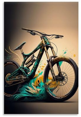 REOTTO Downhill Mountainbike Mtb Poster Dekorative Malerei Leinwand Wandkunst Wohnzimmer Poster Schlafzimmer Malerei,Wandkunst Bilddruck Moderne Familienzimmer Dekor 12x18inch(30x45cm)