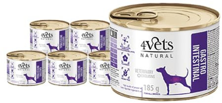 Westho Petfood | 4Vets Gastro Intestinal Premium 24 x 185 g Nassfutter für Hunde | Getreidefrei | Für die Magen-Darm Unterstützung | Hundefutter nass von Tierärzten