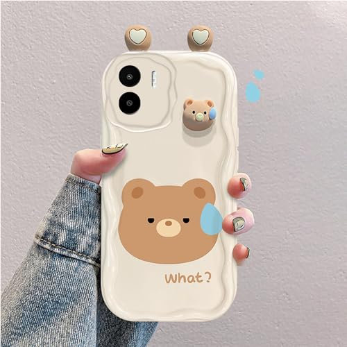 PAIX Niedliche, schrullige 3D-Cartoon-Bär-Hülle, kompatibel mit Xiaomi Redmi A2/Redmi A1, Silikon, stoßfest und stilvoll