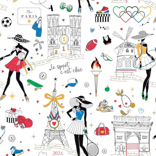 Craftine Tissu Coton imprimé Jeux Olympiques sur Fond Blanc - par 50 cm