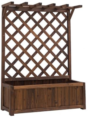 Pflanzkübel mit spalier Pflanzkasten mit rankgitter holz Große Pflanzgefäße für den Außenbereich Pflanzgefäße mit Sichtschutz Ideal für gemischte Pflanzen und Kletterpflanzen ( Size : 90*38*120cm )