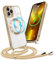 Micoden Handykette für iPhone 12 Pro Max Necklace Hülle mit Band Handyhülle Kompatibel mit MagSafe Kameraschutz Magnetisch Transparent Silikon Case Kordel zum Umhängen Stoßfeste Schutzhülle,Gold