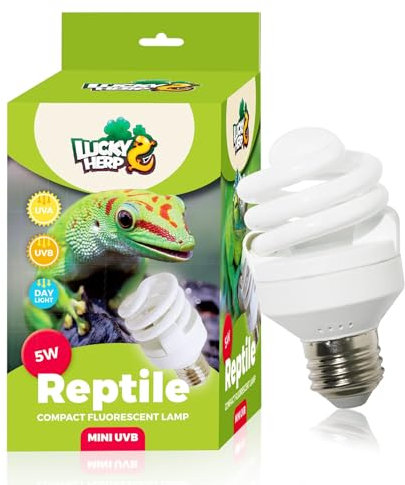 LUCKY HERP UVB Lampe Terrarium, 5.0 UVA UVB Lampe Reptilien, 5W UV Lampe Terrarium für Schildkröte, Bartagamen, Schlangen, Eidechsen, Geckos, Vöge