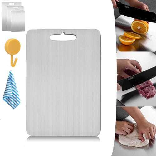 Solux Board - Tagliere Solux in titanio, materiale in titanio giapponese, double face, tappetino da taglio in titanio di grado medico dal Giappone, facile da pulire e privo di impurità (25,9 x 35,8