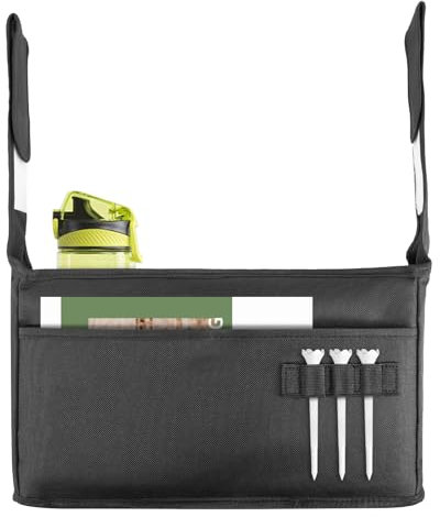 TUYUU Golf Push Cart Organizer, Zubehörtasche, Getränkehalter, Schwarz