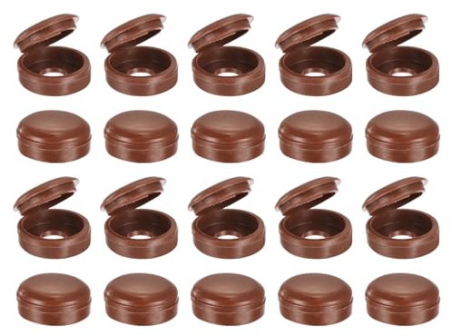 sourcing map 100Pcs Screw Caps, 6mm/0.24 ID Screw Snap Covers Washer Flip, PVC Hinged Screw Cover Caps for Covering Screw Heads(Dark Brown)