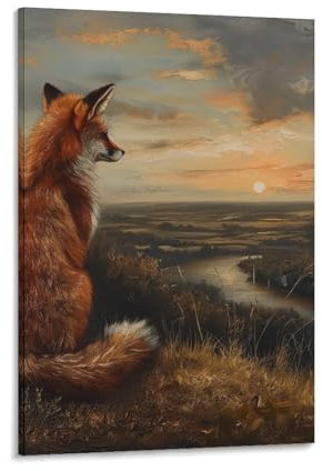 DHBANEIOK Fuchs Leinwand Bilder,Wand Druck Gemälde Drucke Wandbilder,Modern Wall Art Poster Wohnzimmer Deko 16x24inch(40x60cm)
