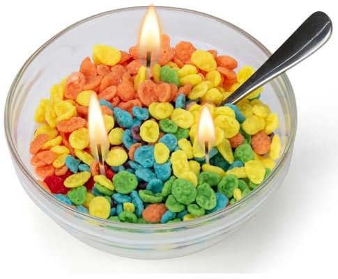 Mesiiloly Cereal Candle Bowl,Fruit Scented Food Candles,Unique Candle Gifts for Women Men,Cereal Bowl Candle with Spoon,3 Wicks Cereal Candles for Christmas, Birthday, Valentine's Day