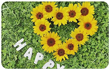 Mats 40X60cm, Heart Shaped Sunflower Carpet Washable Door Mats Non-Slip Floor Mat For Patio Hall Entryway