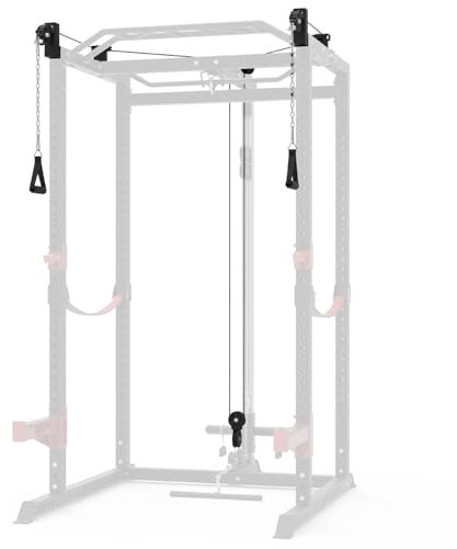 Train Hard® Frei kombinierbare Power Rack Multipresse Kraftstation Smith Maschine mit Hantelbank, Beinpresse, Klimmzug, Latzug, Dip Bar, Rudern, Langhantel und Zubehör Modell 2024 (C:1F09713-CTH)