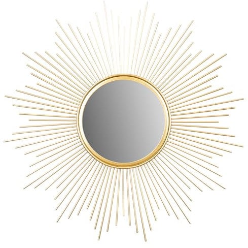 Sonnenspiegel Gold Ø 50cm Metall Deko Goldene Sonne Spiegel Wandspiegel Boho Flurspiegel Dekospiegel