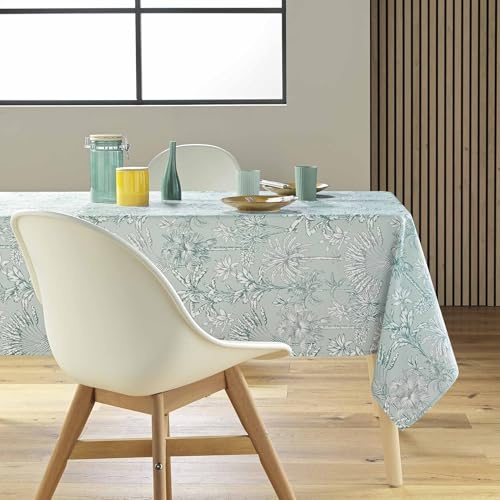Douceur d'Intérieur, Nappe Rectangle (145 x 240 cm) Canarie Sauge, Polyester Imprimé