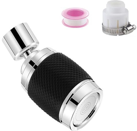 SNZ Rompigetto Rubinetto - Adattatore e Aeratore per Rubinetto Cucina con filtro regolatore testa 3 modalità - Facile Installazione Ideale per Lavello Cucina (nero)
