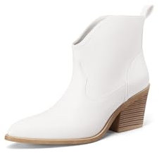QUEEN HELENA Stivaletti Camperos Stivali Texani Bassi a Punta Casual Donna WS507 (Bianco, Sistema Taglie Calzature EU, Adulto, Donna, Numero, Media, 35)