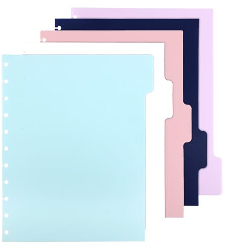 5 Stück Discbound-Teiler, 28 x 23cm Farbig Discbound-Notizbuchteiler Kunststoff Ordner-Indexteiler Disc-Bound-Planerzubehör für Ordner Büro Meeting Schule