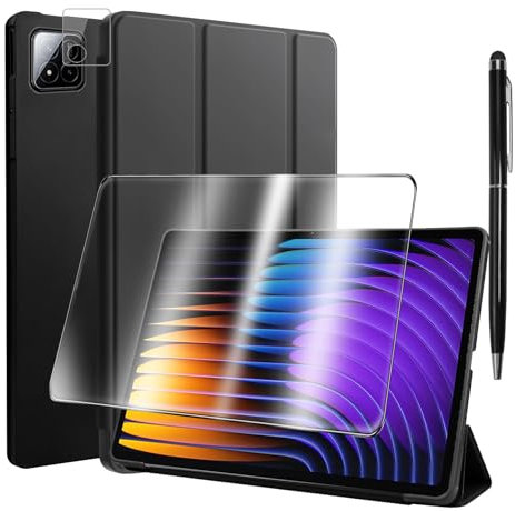 for Xiaomi Pad 7/Xiaomi Pad 7 Pro 11.2 inch Case with Screen Protector and Camera Lens Protector with Pen Holder,Tablet Cover, Auto Wake/Sleep Full Shockproof Protective Tablet case Covers - Black
