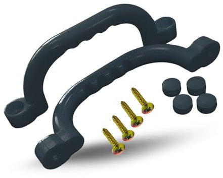 Spielturmking® Handgriffe Spielturm - Wetterfeste Sicherheitsgriffe mit Griffmulden, Robuste Griffe Spielturm, Haltegriffe Spielturm, Klettergriffe Kinder Indoor & Outdoor (Anthrazit, 2er Pack)