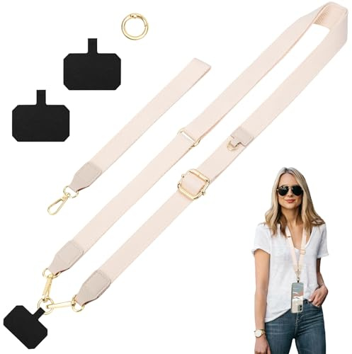 ONEKERUN Universal Handykette zum Umhängen Handyband Abnehmbar Handy Kette mit 2 Patchs Wrist Verstellbar Schlüsselband Breit Schnur Handy Umhängeband Multifunktional Phone Lanyard