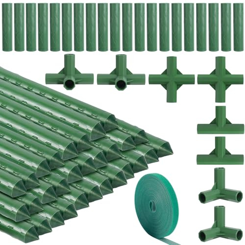 Rodison 30xPflanzstäbe Rankhilfe Set mit 28 Verbinder & 1 Pflanzenbinder 5m