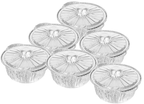 ABOOFAN 6 Pièces Casseroles Aluminium Jetables avec Couvercles Pots de Camping Portables Résistants à Haute Température pour Soupe et Hot Pot Plein Air