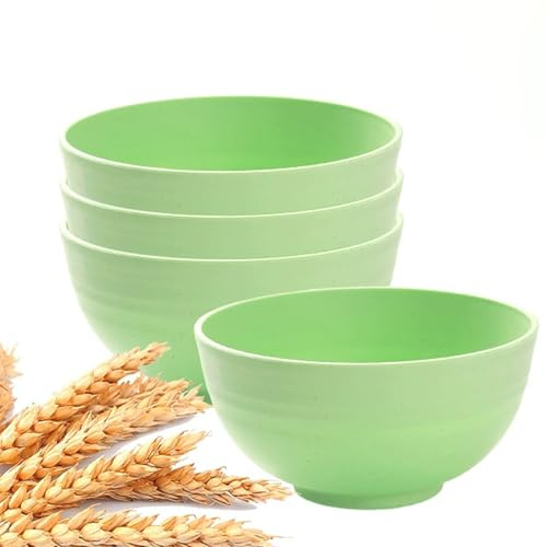 GZTFPQ Plastic Bowl Set, Salad Bowl, Unbreakable Cereal Bowl for Adults & Kids Safe for Dishwasher & Microwave, Eco-Friendly Reusable (12cm Green)