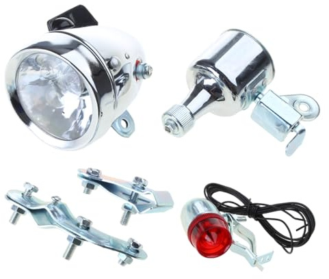LIGSLN Retro Fahrrad Motorisiertes Reibung 12V 6W Generator Scheinwerfer Rücklicht Kit Tachometer