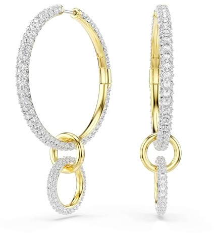 Swarovski Dextera Kreolen, Rundschliff, Weiß, Goldlegierungsschicht