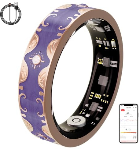 Thafikzi Smart Health Ring for Women, No Subscription Fee, Health Fitness Tracker with Heart Rate, Sleep, Blood Oxygen, IP68 Waterproof, 128 Sports Remote photography smart Ring for iPhone