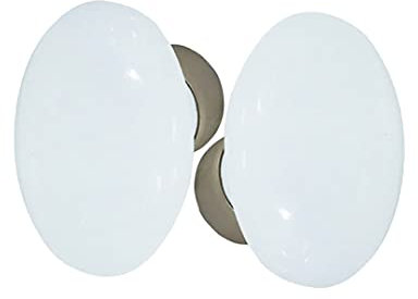 DT 2000 254363 Bouton Double Ovale en Porcelaine Blanc sur cuvette en Acier Nickelé Satiné