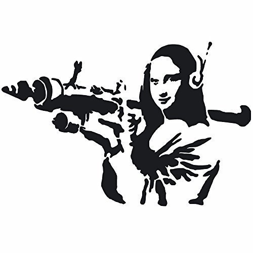 Banksy Schablone - Mona Lisa Bazooka | Wiederverwendbar Wohndeko & Kunst Handwerk Malerei Schablone - halb geschliffen Durchsichtig Schablone, XXL/ 77X118CM