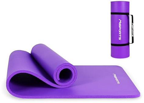 MSPORTS Gymnastikmatte Premium inkl. Tragegurt + Übungsposter + Workout App I Hautfreundliche Fitnessmatte 190 x 60 x 1,5 cm - Violett - Phthalatfreie Yogamatte