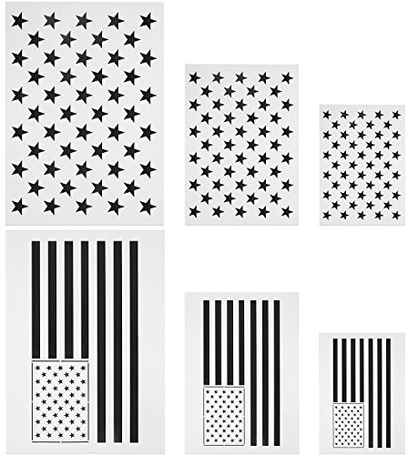 Sternschablone 50 Sterne Amerikanische Flagge Vorlage und 2 in 1 USA Flagge Schablone zum Malen auf Stoff, Papier, Holz, Wand, MEHRWEG