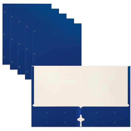 Better Office Products Blue Folders with Pockets, 50 Pack Letter Size Two Pocket Portfolio Folders, Durable Paper Folders for School Classroom Office Organization, Standard Letter Size Blue Folders