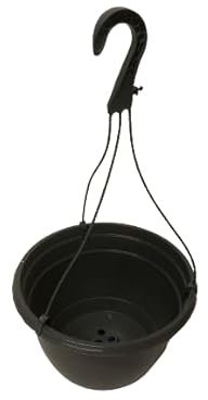 Gone Potty 25CM Grey/Anthracite Plastic Hanging Baskets/Planters (x3)