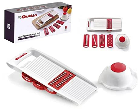 Mandolina-Rallador 5 en 1 Quttin Blanco Rojo (28 X 11,3 x 3 cm)