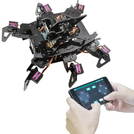 Adeept RaspClaws Hexapod Spider Robot Kit für Raspberry Pi 4/3 Modell B+/B, STEAM Crawling Robot, OpenCV-Zielverfolgung, Videoübertragung,PDF-Handbuch