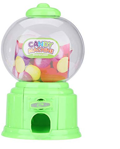 May Gifts Children Candy Machine, Plastic Mini Gumballs Dispenser Kids Kindergarten Gift (Green)