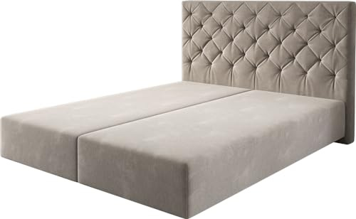 DELIFE Boxspringgestell Dream-Great Mikrofaser Beige 160x200 cm