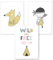 Papierschmiede® Kinderbilder 3er Set, A4 gerahmt in Holzrahmen (weiß), Geschenk für Jungen & Mädchen Wanddeko Kinderzimmer Babyzimmer, Indianer - Wild and Free