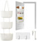 Autumnlife Wall Hanging Storage Bag, Over the Door Storage Organiser, Utility Hanging Organiser Rope Fabric Storage Solution with 3 Pockets and Hooks for Bedroom, Bathroom, Nursery - Cream White