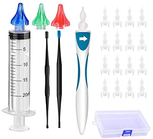 Kit Seringue Nettoyage Oreille Spirale Cire D'Oreille Nettoyeur Nettoyant Oreille Conception en spirale à rotation à 360 °