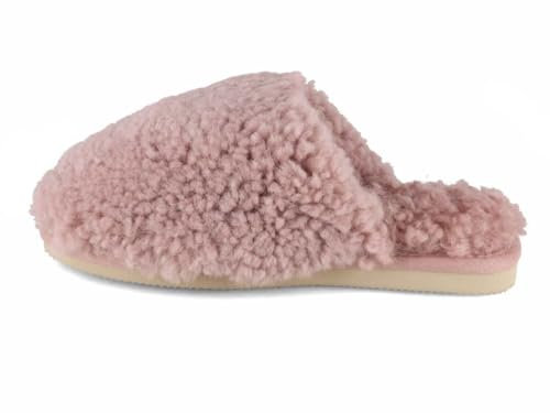 Thies Damen Schaffell Pantoffel Fluffy Shearling, New pink, 42