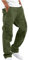 YAOHUOLE Men's Solid Colors Cargo Pants Regular Fit Casual Yoga Pants Straight Legs Trousers Army Green L