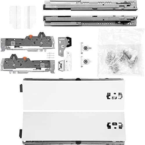 BLUM Schubladenschienen TANDEM SET; Zargenhöhe 115mm, mit TIP-ON BLUMOTION Einheit, 30kg, NL500mm, Seidenweiß, bis KB600mm
