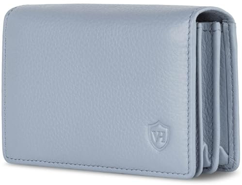 VON HEESEN® Visitenkartenetui Leder mit RFID-Schutz - Platz für 50 Visitenkarten - 6 Fächer - Visitenkarten Etuis - Geschenk für Damen & Herren (Hellblau)