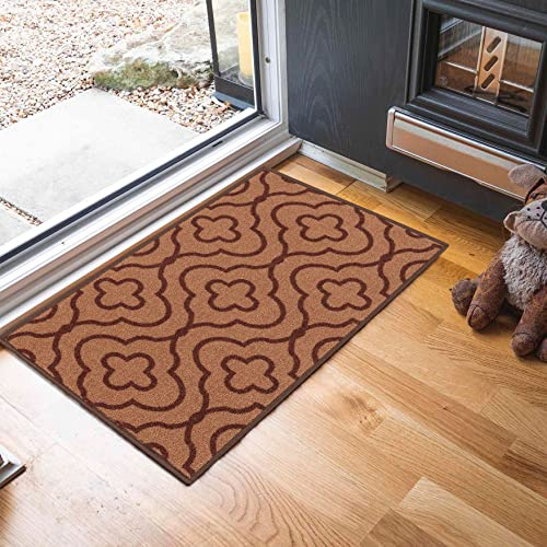 Havana Washable Non-Slip Kitchen Floor Mat, Quatrefoil, Beige, 67x120cm