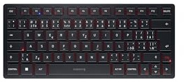 CHERRY KW 9200 MINI, Kompakte Multi-Device-Tastatur, Tschechisch, Schwarz | QWERTZ/QWERTY Layout, Bluetooth, 2,4 GHz Funk & Kabel, Leise Tasten, Flaches Design, Wiederaufladbar, inkl. Transporttasche
