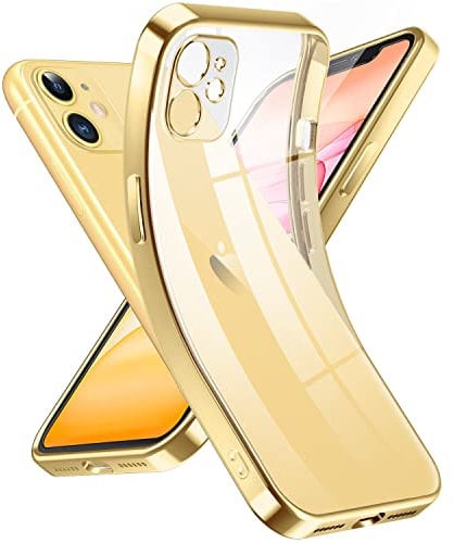 Supdeal Crystal Clear Hülle für iPhone 11, Niemals gelb mit Kameraschutz, Silikon Durchsichtig Handyhülle Weicher Passform, Ultra Dünn und Leicht Case Cover, 6,1, Gold